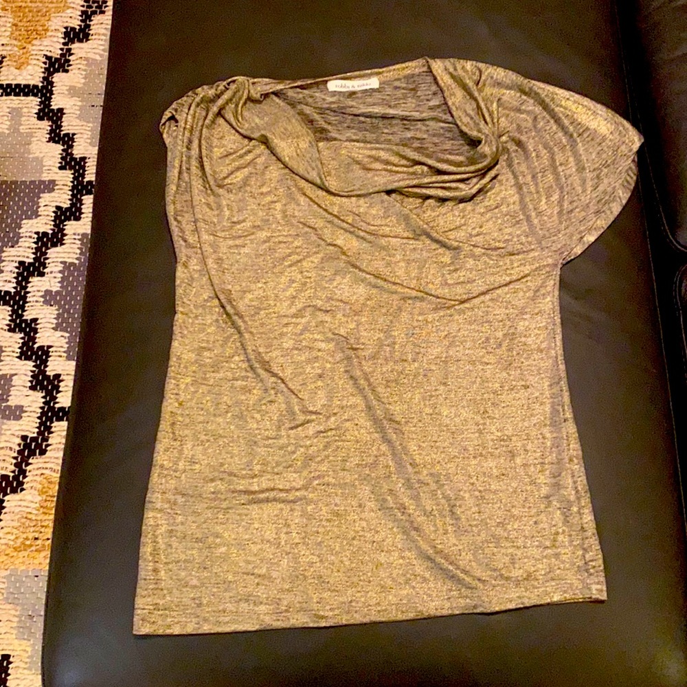 Robbi & Nikki Gold Shimmer Off the Shoulder Top